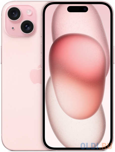 Смартфон Apple A3092 iPhone 15 256Gb розовый моноблок 3G 4G 2Sim 6.1″ iOS 17 802.11 a/b/g/n/ac/ax NFC GPS 4346402001