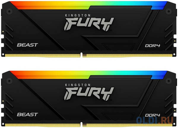 Оперативная память для компьютера Kingston Fury Beast RGB DIMM 64Gb DDR4 3600 MHz KF436C18BB2AK2/64 4346403180