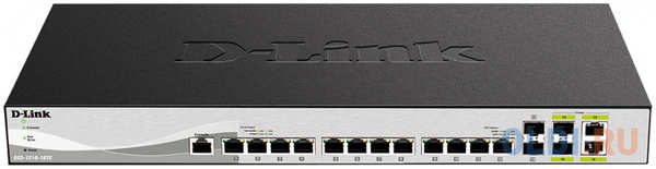 D-Link PROJ Smart L2+ Switch 12x10GBase-T, 2x10GBase-X SFP+, 2xCombo 10GBase-T/SFP+, CLI, RJ45 Console 4346407882
