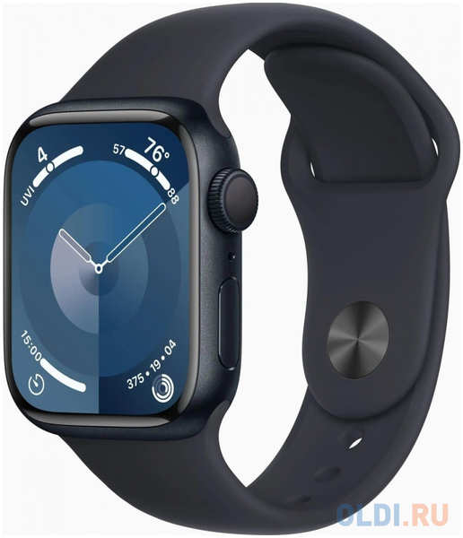 Смарт-часы Apple Watch Series 9 A2978 41мм OLED корп.темная ночь Sport Band рем.темная ночь разм.брасл.:130-180мм (MR8W3ZP/A)