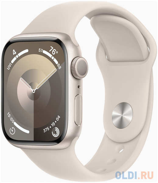 Смарт-часы Apple Watch Series 9 A2980 45мм OLED корп.сияющая звезда Sport Band рем.сияющая звезда разм.брасл.:M/L (MR973LL/A) 4346409761