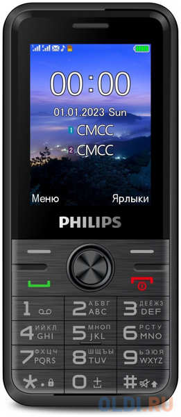 Мобильный телефон Philips Е6500(4G) Xenium черный моноблок 3G 4G 2Sim 2.4″ 240x320 0.3Mpix GSM900/1800 FM microSD 4346410245