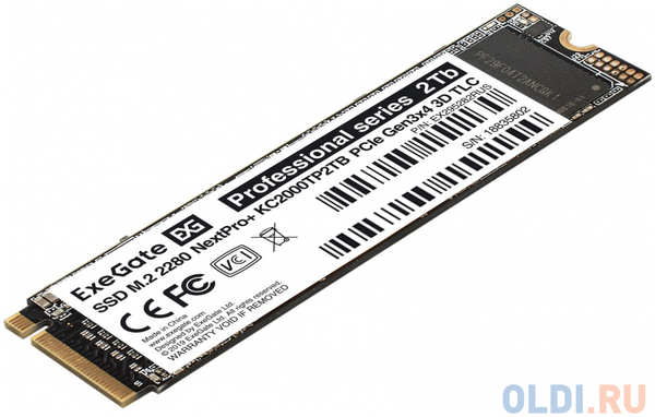 Накопитель SSD M.2 2280 2Tb ExeGate NextPro+ KC2000TP2TB (PCIe Gen3x4, NVMe, 22x80mm, 3D TLC)