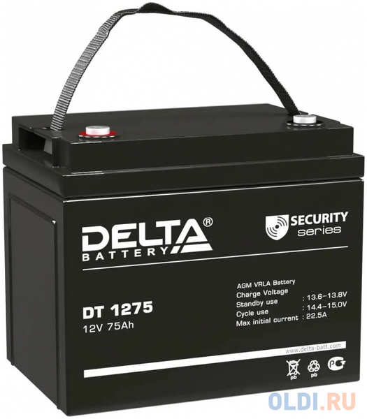 Аккумуляторная батарея Delta DT 1275 напряжение 12В, емкость 75Ач (259х169х213mm) 4346410478