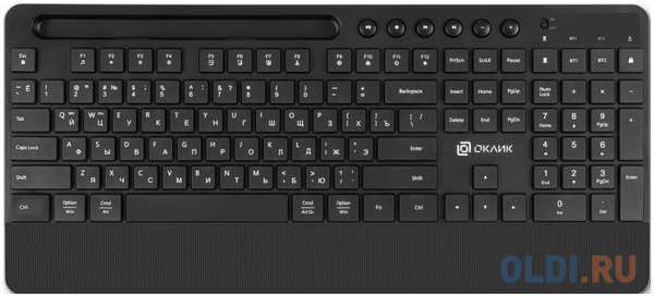 Oklick Клавиатура Оклик 865S черный USB беспроводная BT/Radio slim Multimedia (подставка для запястий) (1809339) 4346410542