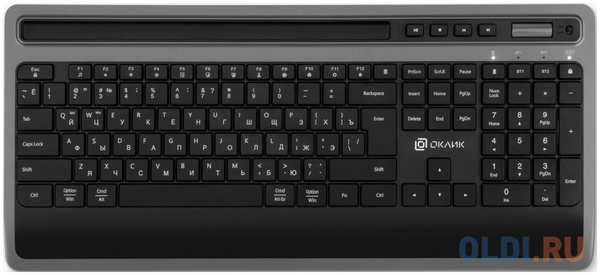Oklick Клавиатура Оклик 860S серый/черный USB беспроводная BT/Radio slim Multimedia (подставка для запястий) (1809323) 4346410547
