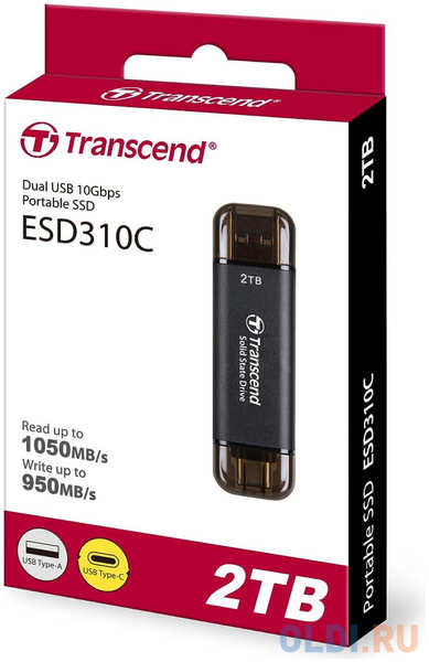 Внешний SSD диск 2 Tb USB Type-C USB 3.2 Gen 2 Transcend TS2TESD310C серый 4346411890