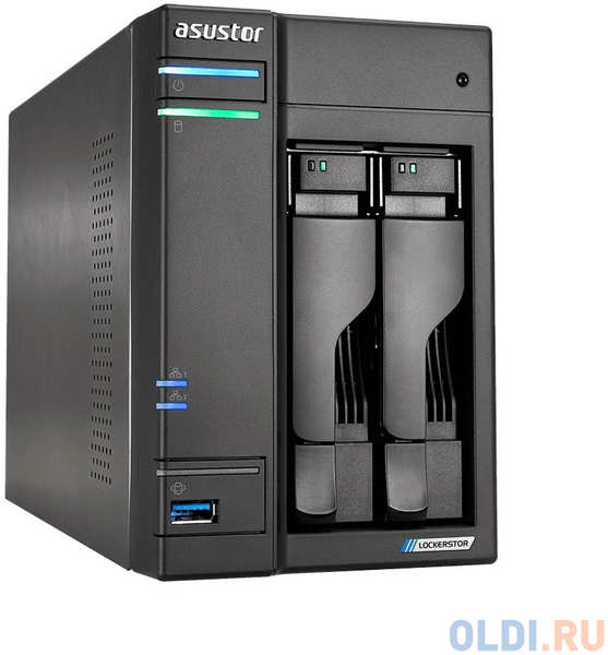 ASUSTOR AS6602T 2-Bay NAS/Media player/Intel Celeron J4125 2.0GHz up to 2.7GHz (Dual-Core ), 4GB SO-DIMM DDR4, noHDD(HDD,SSD),/2x1GbE(LAN)/3xUSB3.2,HD 4346416783