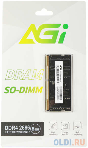 Память DDR4 8Gb 2666MHz AGi AGI266608SD138 SD138 RTL PC4-21300 SO-DIMM 260-pin 1.2В Ret 4346417825