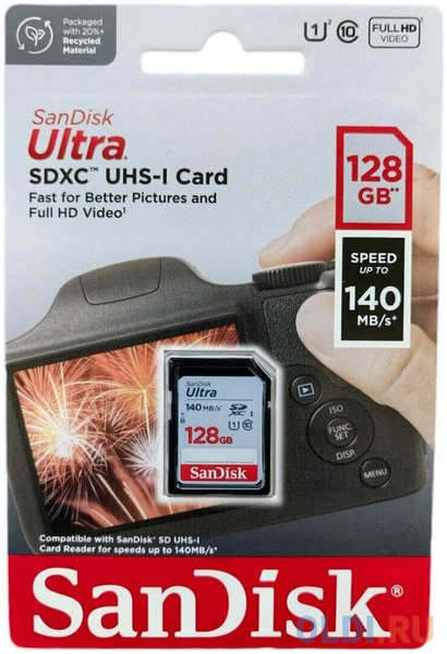 Флеш карта SD 128GB SanDisk SDXC Class 10 UHS-I Ultra 140MB/s 4346419162