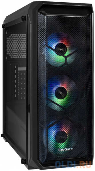 Корпус Miditower ExeGate i3 NEO-PPX700 (ATX, БП 700PPX 14см, 2*USB+1*USB3.0, HD аудио, черный, 3 вент. 12см с RGB подсветкой, контроллер + ПДУ, ARGB M 4346420141