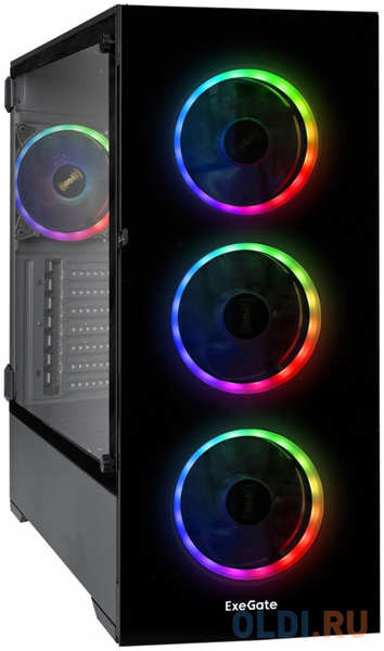 Корпус Miditower ExeGate i3 MAX-PPX700 (eATX, БП 700PPX 14см, 2*USB+1*USB3.0, HD аудио, черный, 4 вент. 12см с RGB подсветкой, контроллер + ПДУ, ARGB 4346420142