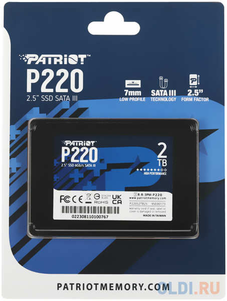 Накопитель SSD Patriot SATA III 2Tb P220S2TB25 P220 2.5″ 4346422316