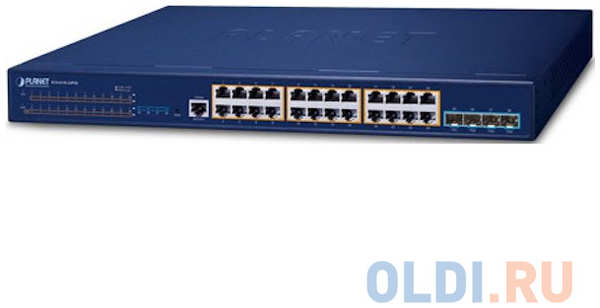 Коммутатор/ PLANET Layer 3 24-Port 10/100/1000T 802.3at PoE + 4-Port 10G SFP+ Stackable Managed Switch (370W PoE budget, Hardware stacking up to 8 uni