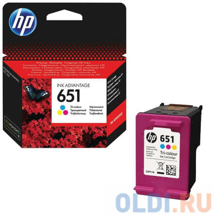 Картридж струйный HP (С2P11AE) Ink Advantage 5575/5645/OfficeJet 202, №651, цветной, оригинальный, ресурс 300 стр., C2P11AE