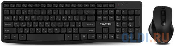 Набор SVEN KB-C3500W беспроводные клавиатура и мышь чёрные (2.4 Ггц, USB, 106 кл., 6 кнопок, 1600 dpi, 2 x AA) 4346428377