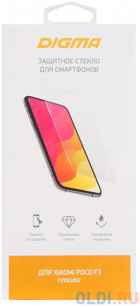 Защитное стекло для экрана DIGMA для Xiaomi Poco F3 прозрачная, 1 шт [dgg1xpf3aa] 4346430306