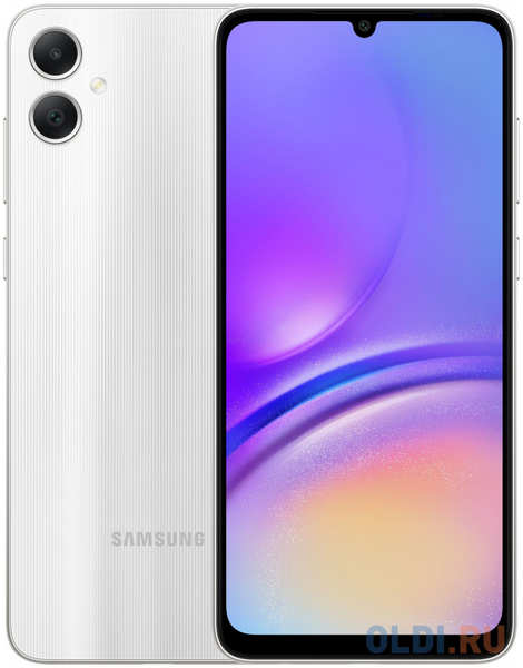 Смартфон Samsung SM-A055F Galaxy A05 128Gb 4Gb серебристый моноблок 3G 4G 2Sim 6.7″ 720x1600 Android 13 50Mpix 802.11 a/b/g/n/ac GPS GSM900/1800 4346431431