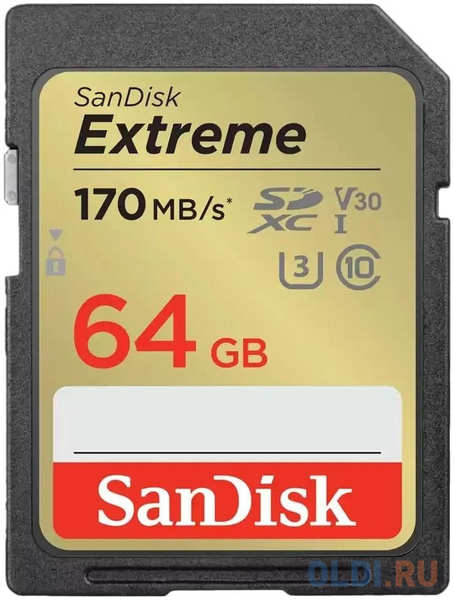 Флеш карта SDXC 64GB SanDisk Extreme UHS-I Class 3 (U3) V30 170 MB/s