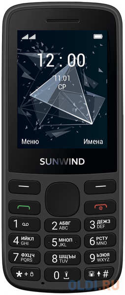 Мобильный телефон SunWind A2401 CITI 128Mb черный моноблок 3G 4G 2Sim 2.4″ 240x320 GSM900/1800 GSM1900 microSD max32Gb 4346433910