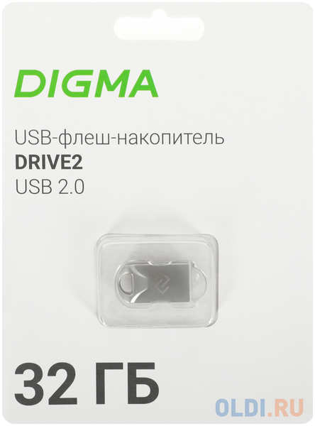 Флеш Диск Digma 32Gb DRIVE2 DGFUM032A20SR USB2.0 серебристый 4346434770