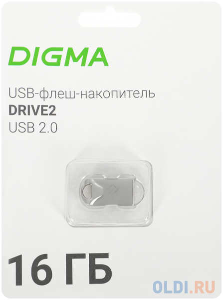 Флеш Диск Digma 16Gb DRIVE2 DGFUM016A20SR USB2.0 серебристый 4346434771