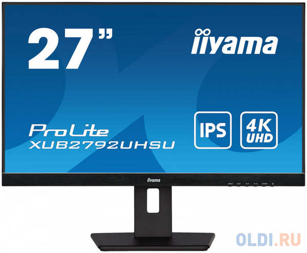 Монитор Iiyama 27″ XUB2792UHSU-B5 черный IPS LED 16:9 DVI HDMI M/M матовая HAS Piv 350cd 178гр/178гр 3840x2160 60Hz DP 4K USB 6.7кг 4346437007