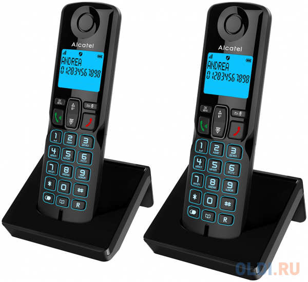 Р/Телефон Dect Alcatel S250 Duo ru black черный (труб. в компл.:2шт) АОН 4346437063