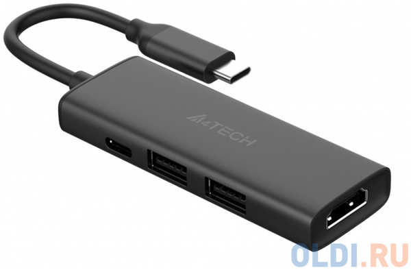 Разветвитель USB-C A4Tech DST-40C 2порт. серый 4346437097