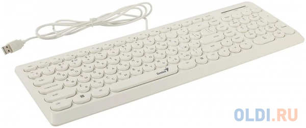 Клавиатура проводная мультимедийная Genius SlimStar Q200. 12 мультимидийных клавиш, тонкие клавиши, USB, поддержка приложения Genius Key support, кабе