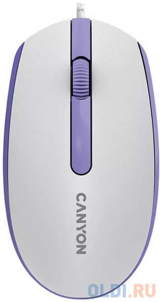 Canyon Wired optical mouse with 3 buttons, DPI 1000, with 1.5M USB cable,White lavender, 65*115*40mm, 0.1kg 4346438498