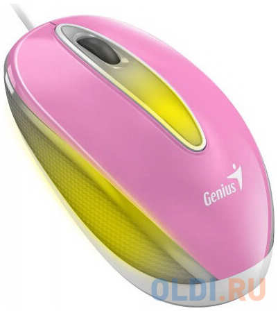 Мини-светодиодная мышь проводная Genius DX-Mini, Pink, USB, разрешение 1000 DPI, длина 95 мм. Цвет: розовый 4346438499