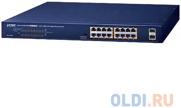 PLANET GSW-1820HP 16-Port 10/100/1000T 802.3at PoE + 2-Port 1000X SFP Ethernet Switch (240W PoE Budget, Standard/VLAN/Extend mode) 4346441164