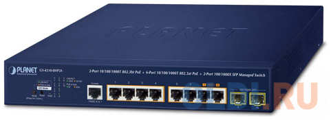 PLANET GS-4210-8HP2S IPv6/IPv4,2-Port 10/100/1000T 802.3bt 95W PoE + 6-Port 10/100/1000T 802.3at PoE + 2-Port 100/1000X SFP Managed Switch(240W PoE Bu 4346441805