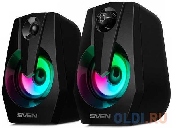 Колонки Sven 370 2.0 чёрные (2x2W, USB, RGB подсветка) 4346445120
