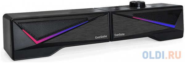 Саундбар-Акустическая система 2.0 ExeGate Allegro 170 (питание USB, Bluetooth, 2х3Вт (6Вт RMS), 60-20000Гц, цвет черный, RGB подсветка, с возможностью 4346445202