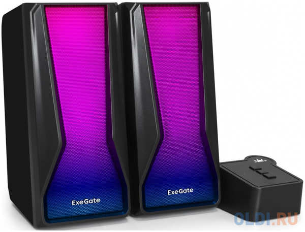 Акустическая система 2.0 ExeGate Accord 230 (питание USB,Bluetooth, 2х3Вт (6Вт RMS), 60-20000Гц, цвет черный, RGB подсветка, Color Box) 4346445635
