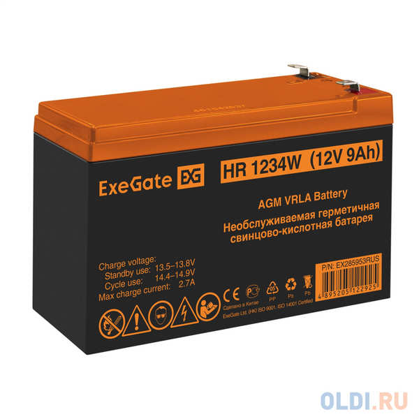 Exegate EX285953RUS Аккумуляторная батарея HR1234W (12V 9Ah, клеммы F2) 4346446252