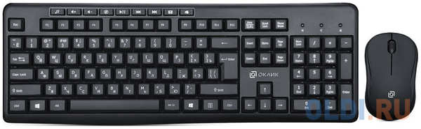 Oklick Клавиатура + мышь Оклик 225M клав:черный мышь:черный USB беспроводная Multimedia 4346446765