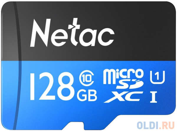 Карта памяти microSDHC 128 ГбGb Netac P500 Standard + SD адаптер 4346449546