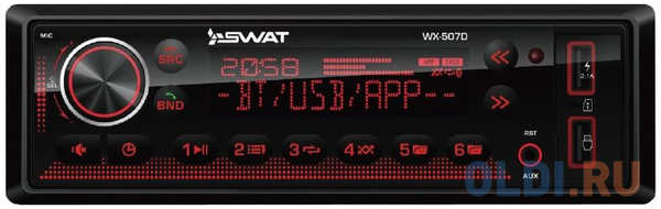 Автомагнитола Swat WX-507D 1DIN 4x50Вт v5.0 AUX DSP 3 ПДУ