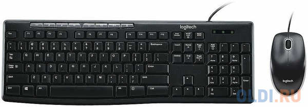 Комплект Logitech Desktop MK200 , клавиатура 112 клавиш (8 мультимедиа), USB 1.8м, мышь 1000dpi, USB 1.8м, RTL