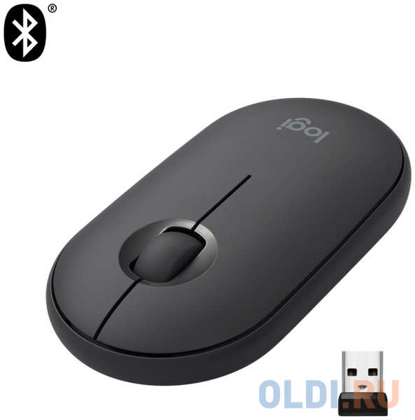 Мышь беспроводная Logitech Pebble M350 чёрный USB + Bluetooth 4346465378