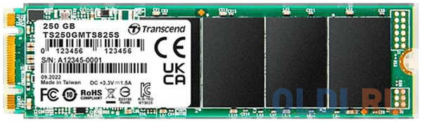 Твердотельный накопитель SSD M.2 Transcend 250Gb MTS825 (SATA3, up to 500/330MBs, 3D NAND, 90TBW, 22x80mm) 4346468621