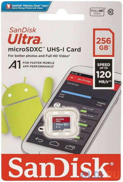 Карта памяти microSDXC 256 ГбGb SanDisk SDSQUAC-256G-GN6MN 4346471093