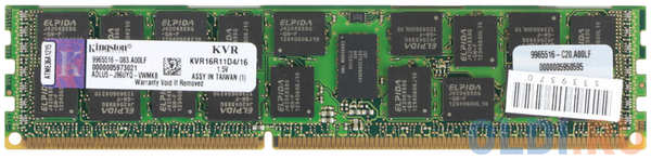 Оперативная память для компьютера Kingston ValueRAM DIMM 16Gb DDR3 1600 MHz KVR16R11D4/16