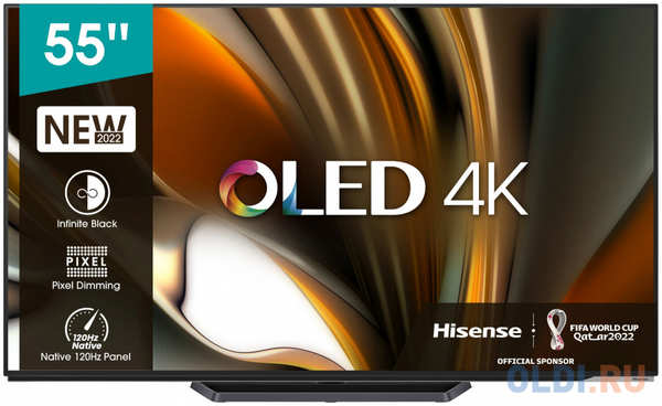 Телевизор LED 55″ Hisense 55A85H черный 3840x2160 120 Гц Smart TV Wi-Fi 2 х USB RJ-45 Bluetooth 4 х HDMI 4346474438