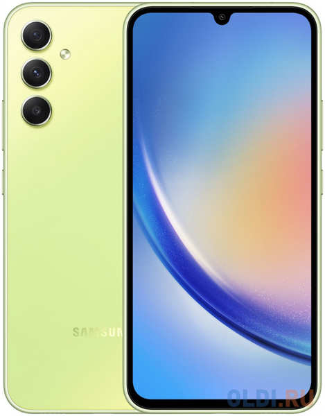 Смартфон Samsung SM-A346E Galaxy A34 5G 128Gb 8Gb зеленый лайм моноблок 3G 4G 2Sim 6.6″ 1080x2340 Android 13 48Mpix 802.11 a/b/g/n/ac NFC GPS GSM 4346475859