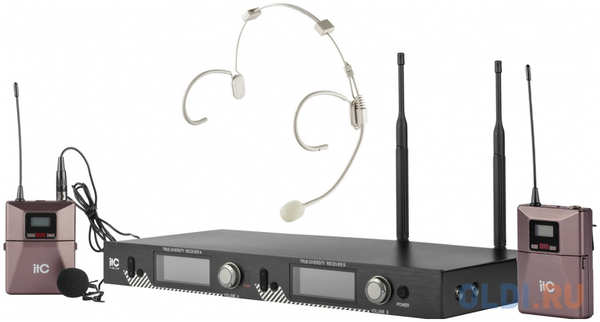 Радиосистема [T-521UW] ITC, UHF двухканальная радиосистема с головным и петличным микрофонами. LCD дисплей. True Diversity. Частотный диапазон 470-510