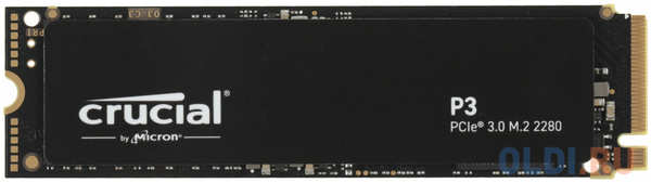 Crucial SSD P3, 500GB, M.2(22x80mm), NVMe, PCIe 3.0 x4, QLC, R/W 3500/1900MB/s, IOPs н.д./н.д., TBW 110, DWPD 0.1 (12 мес.)